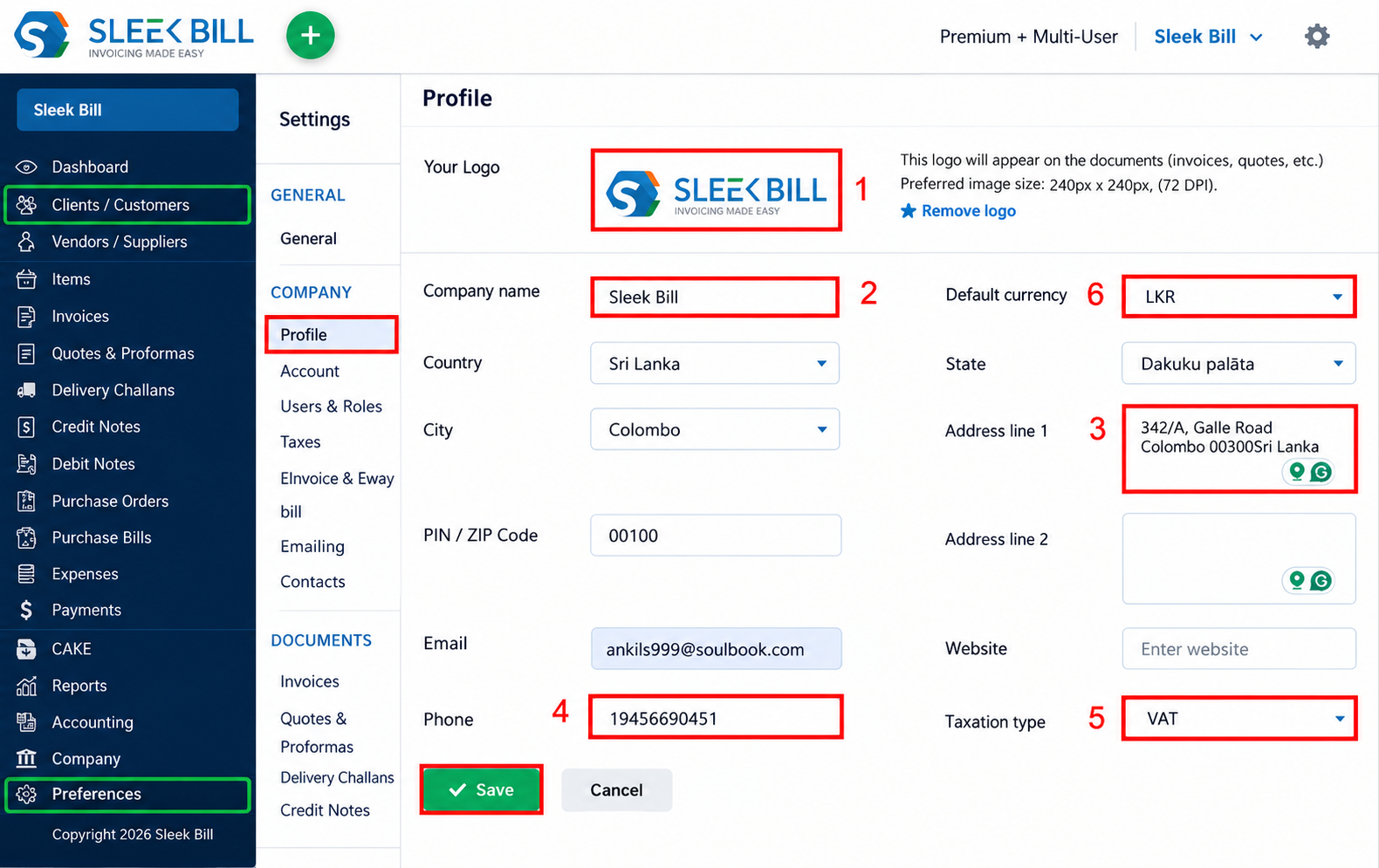 Sri Lanka VAT Settings